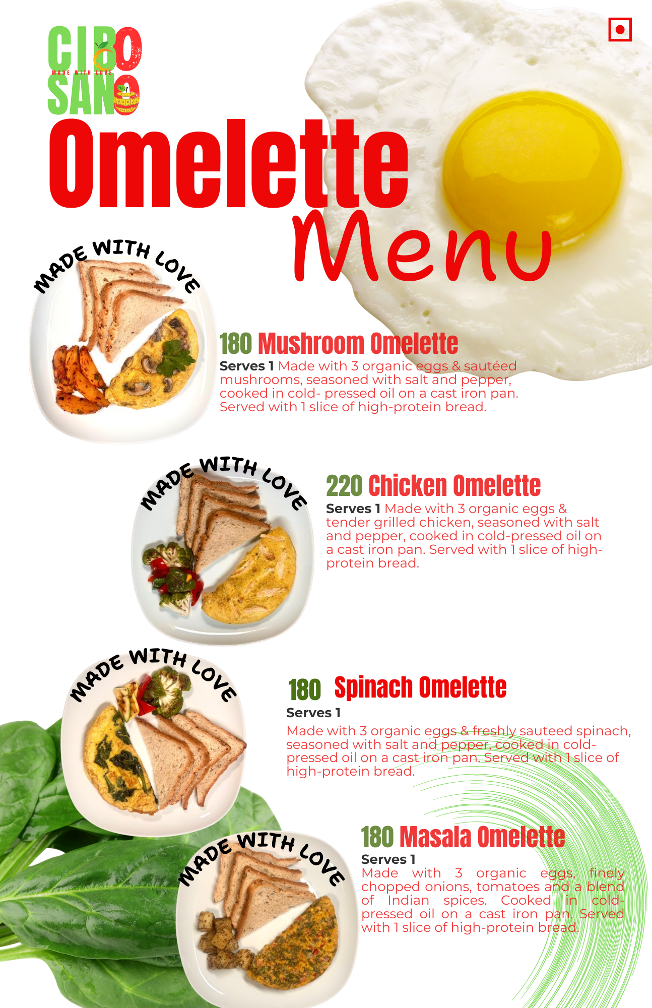 Omelette Menu