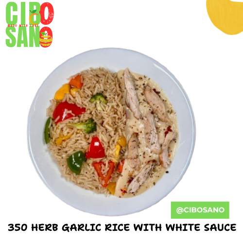 Herb Garlic Rice With White Sauce